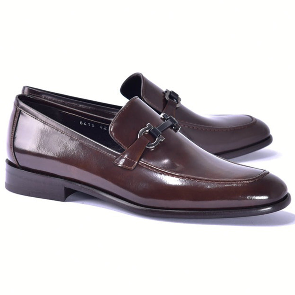 Corrente C0432-6415 Lux Calfskin Buckle Loafers Brown