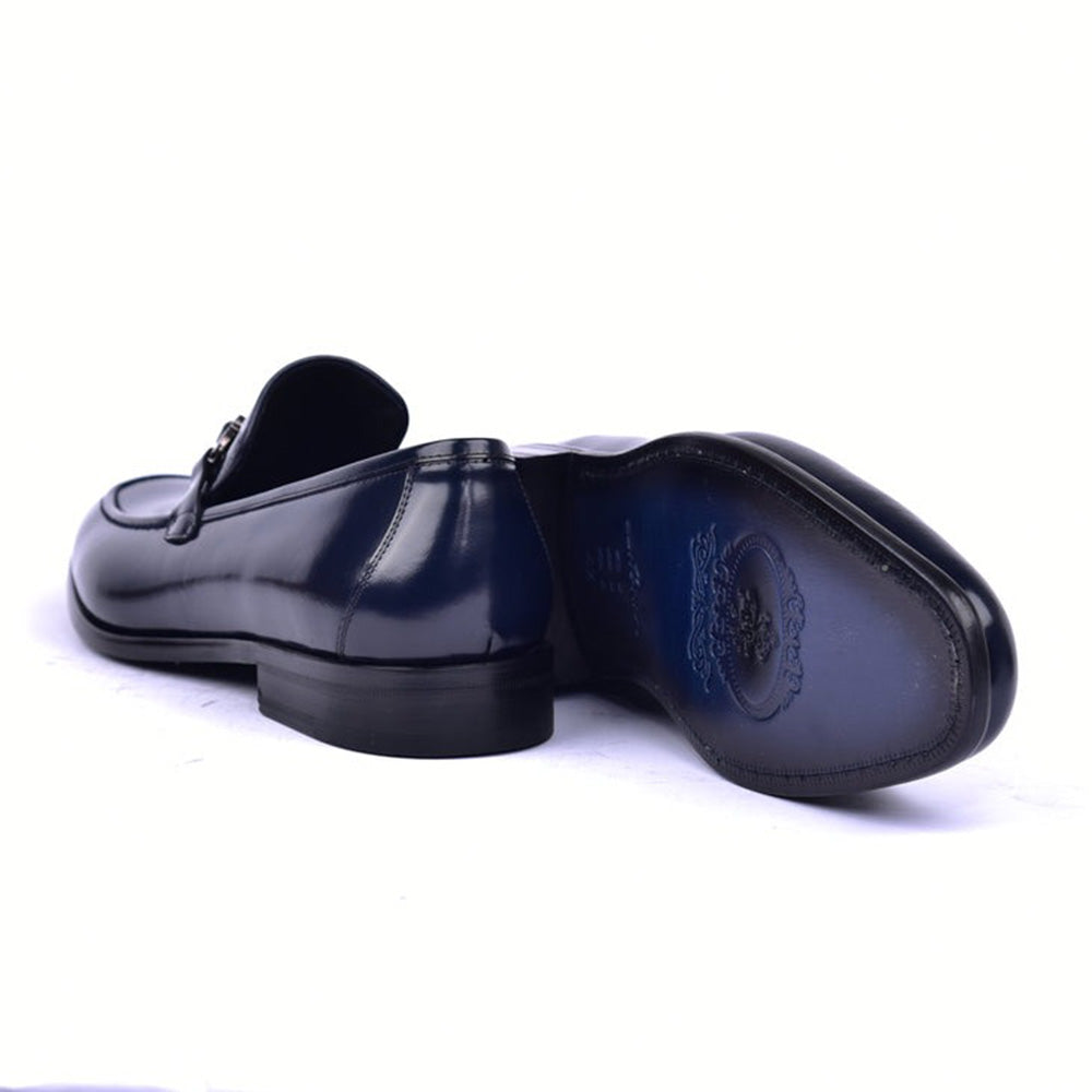 Corrente C0433-6415 Lux Calfskin Buckle Loafers Navy