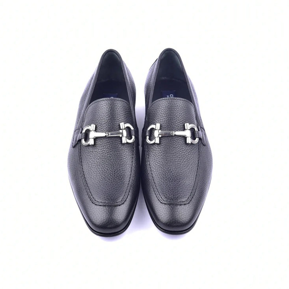 Corrente C111-4428 Grain Leather Loafers Black