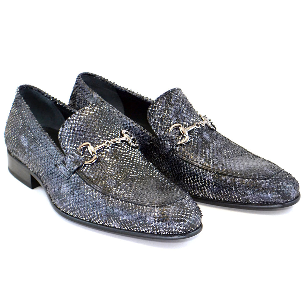 Corrente C111-4428 Python Buckle Loafers Black Multi