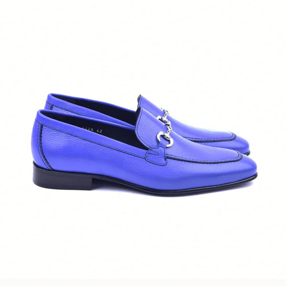 Corrente C11101-4428 Grain Leather Loafers Electric Blue