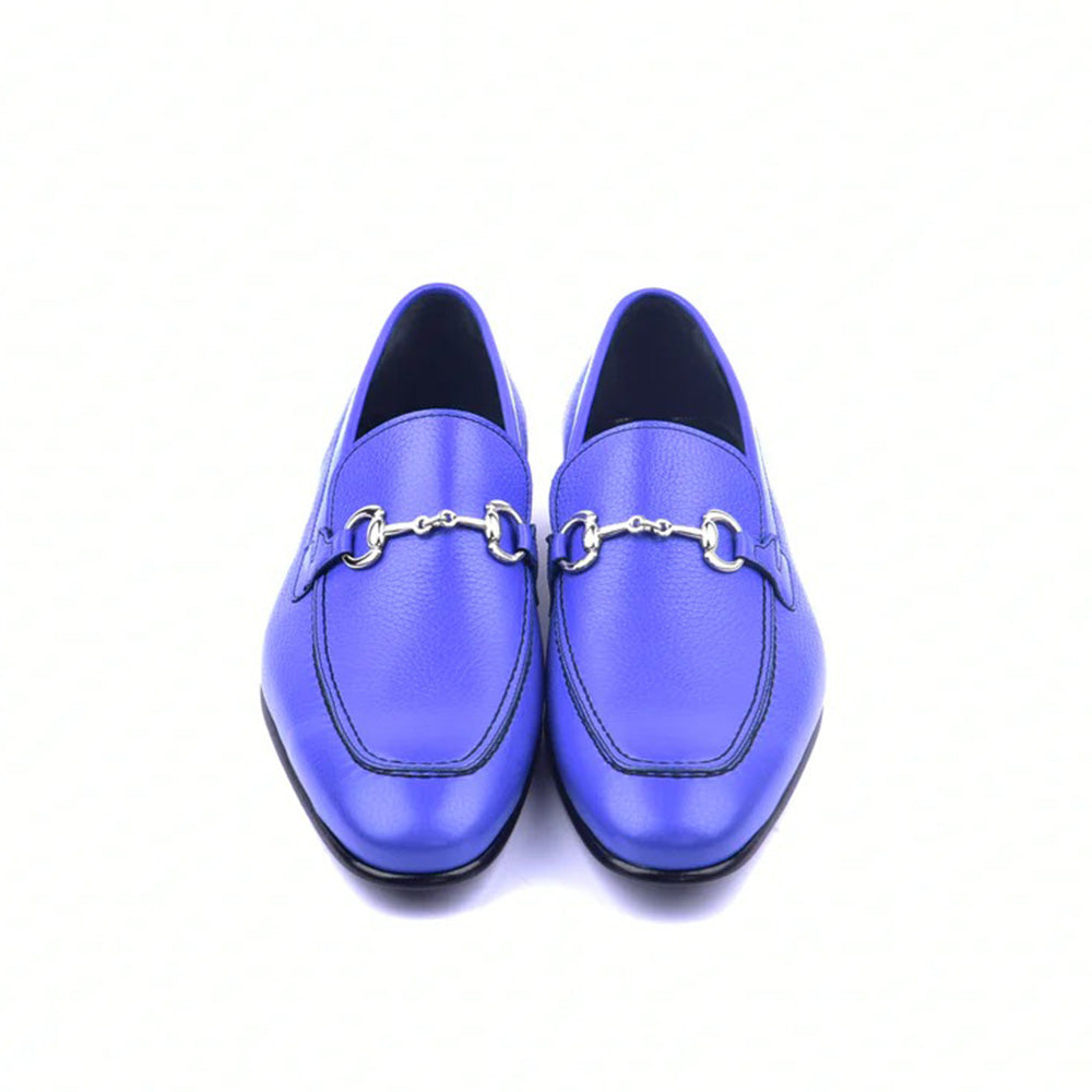 Corrente C11101-4428 Grain Leather Loafers Electric Blue