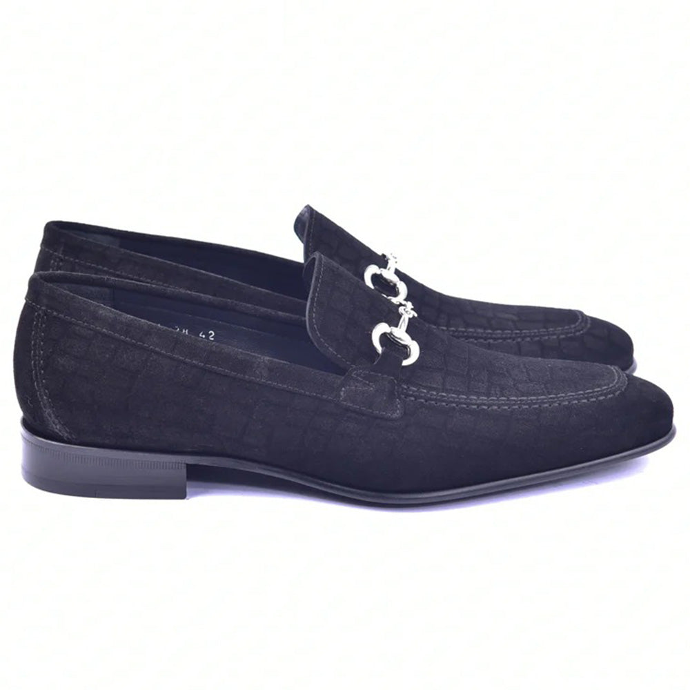 Corrente Crocodile Suede Loafers Black