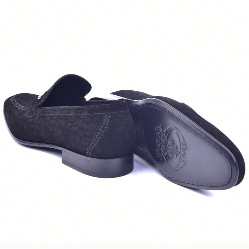 Corrente Crocodile Suede Loafers Black