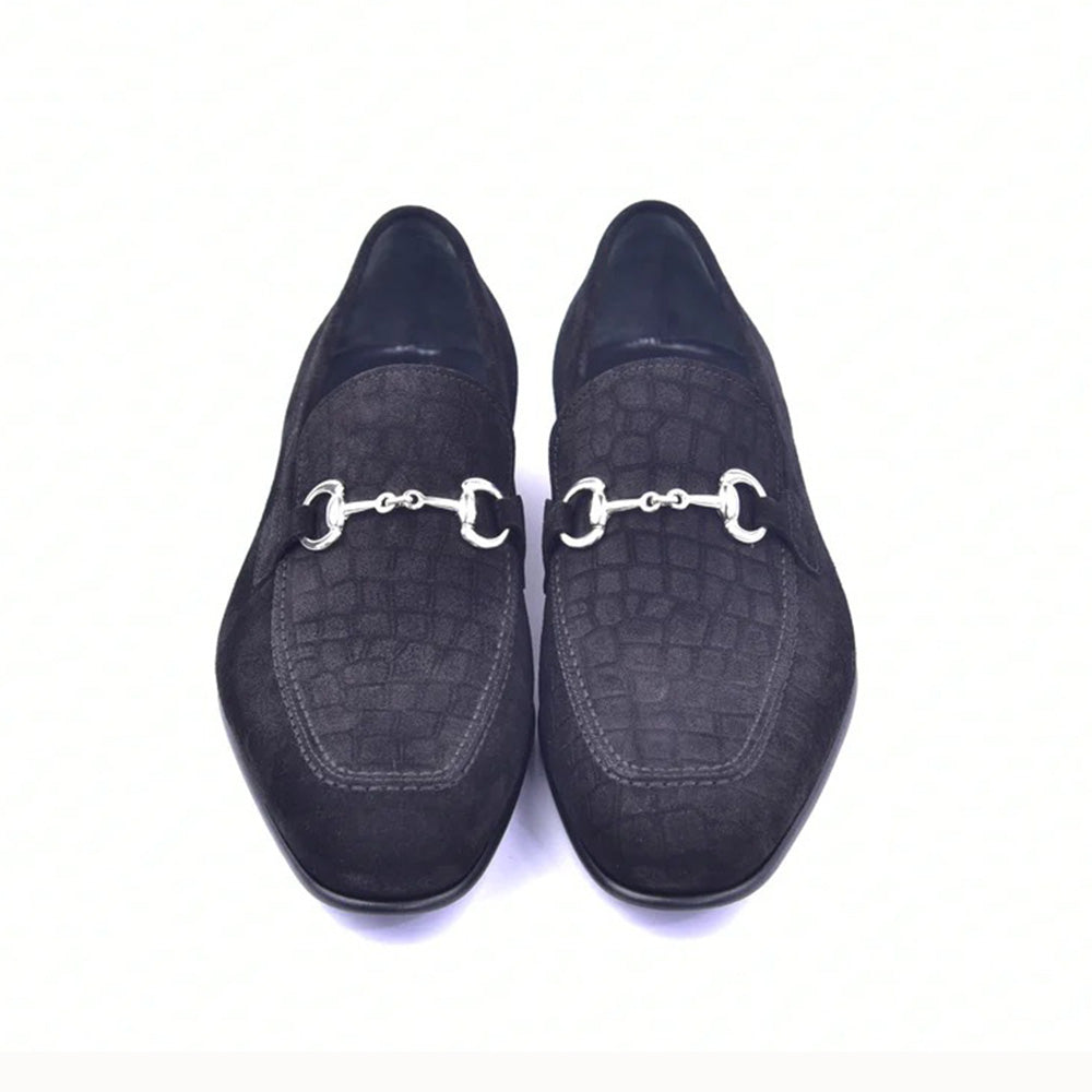 Corrente Crocodile Suede Loafers Black
