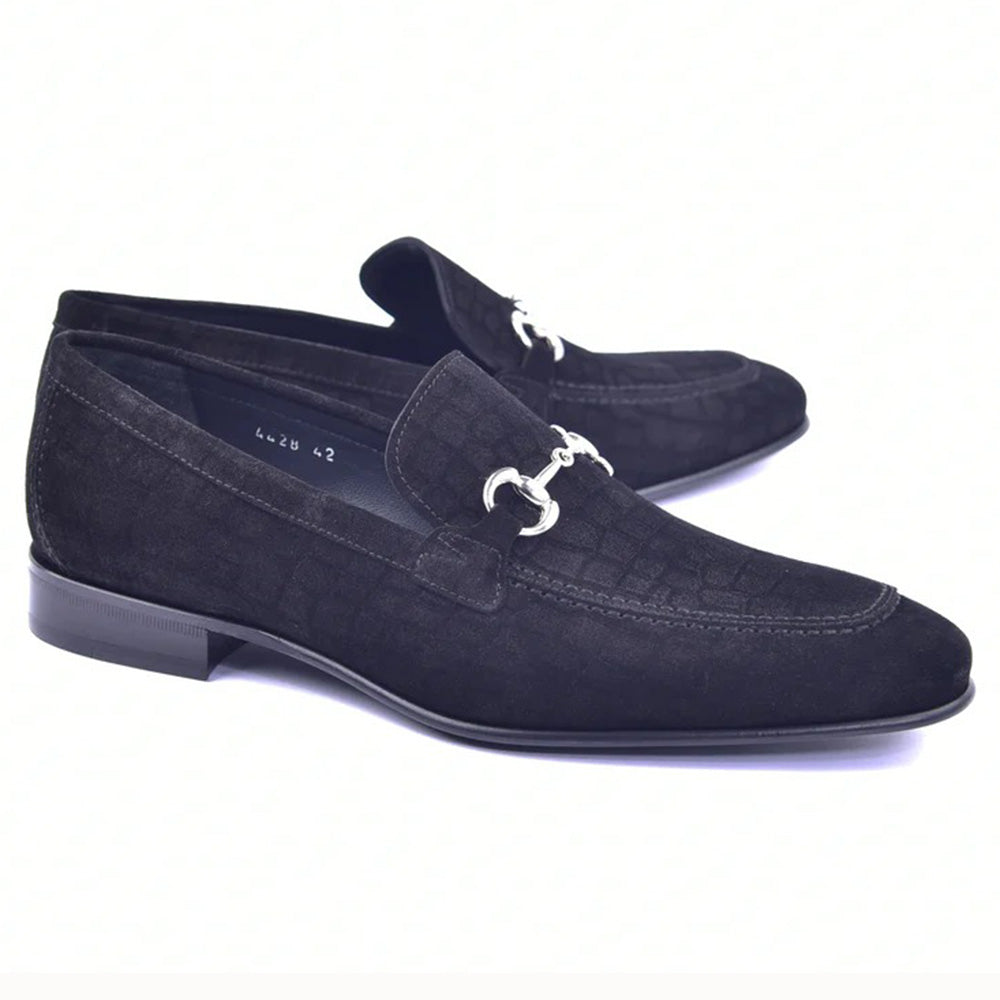 Corrente Crocodile Suede Loafers Black