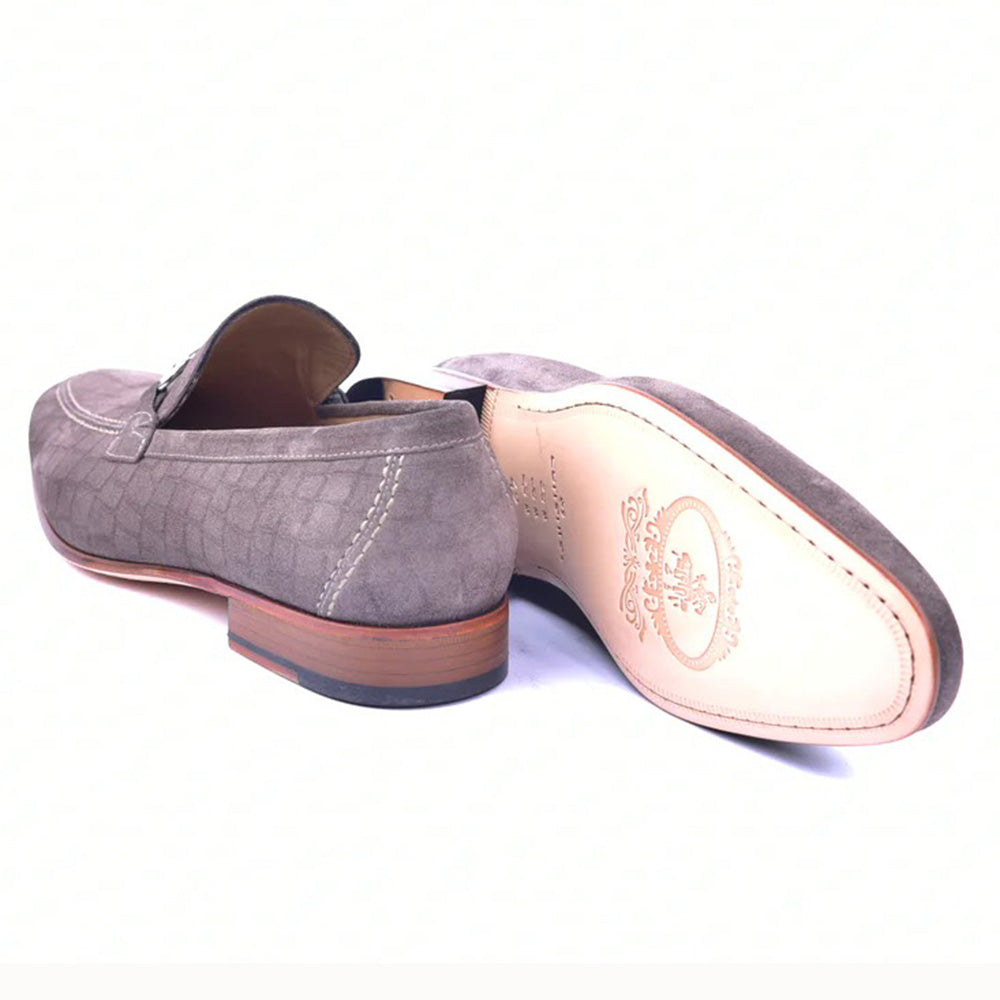 Corrente C11104-4428 Crocodile Printed Suede Loafers Vizon