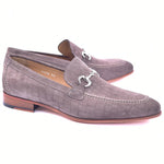 Corrente C11104-4428 Crocodile Printed Suede Loafers Vizon