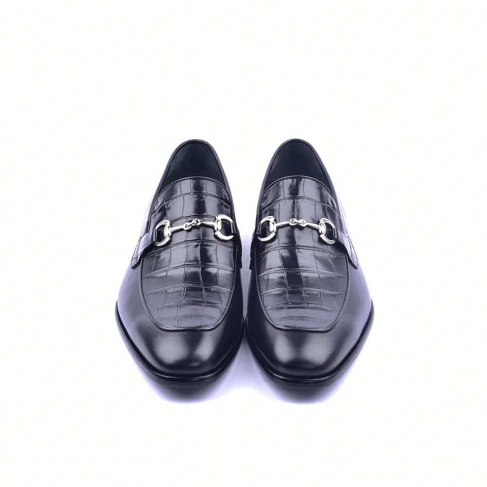 Corrente C11108-6376 Croco Vamp Loafers Black