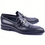 Corrente C11108-6376 Croco Vamp Loafers Black