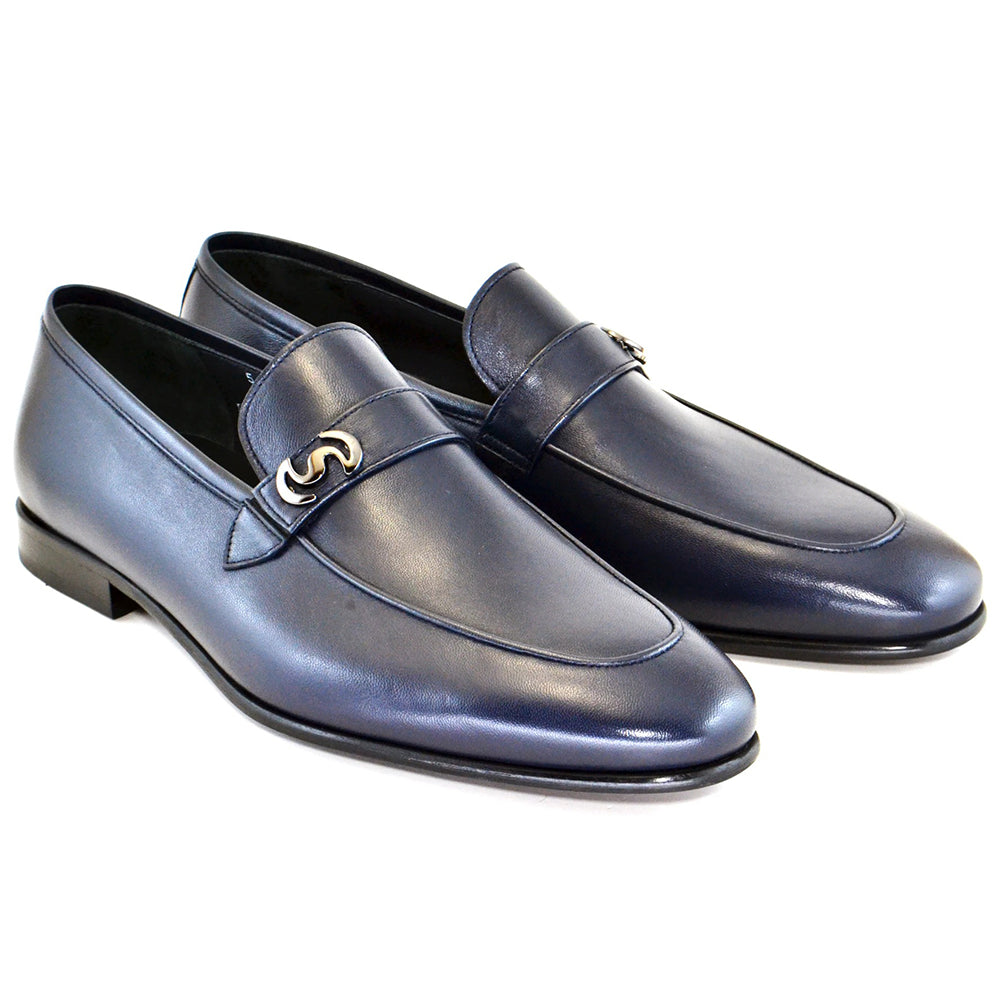 Corrente C115-5605 Side Logo Loafers Navy