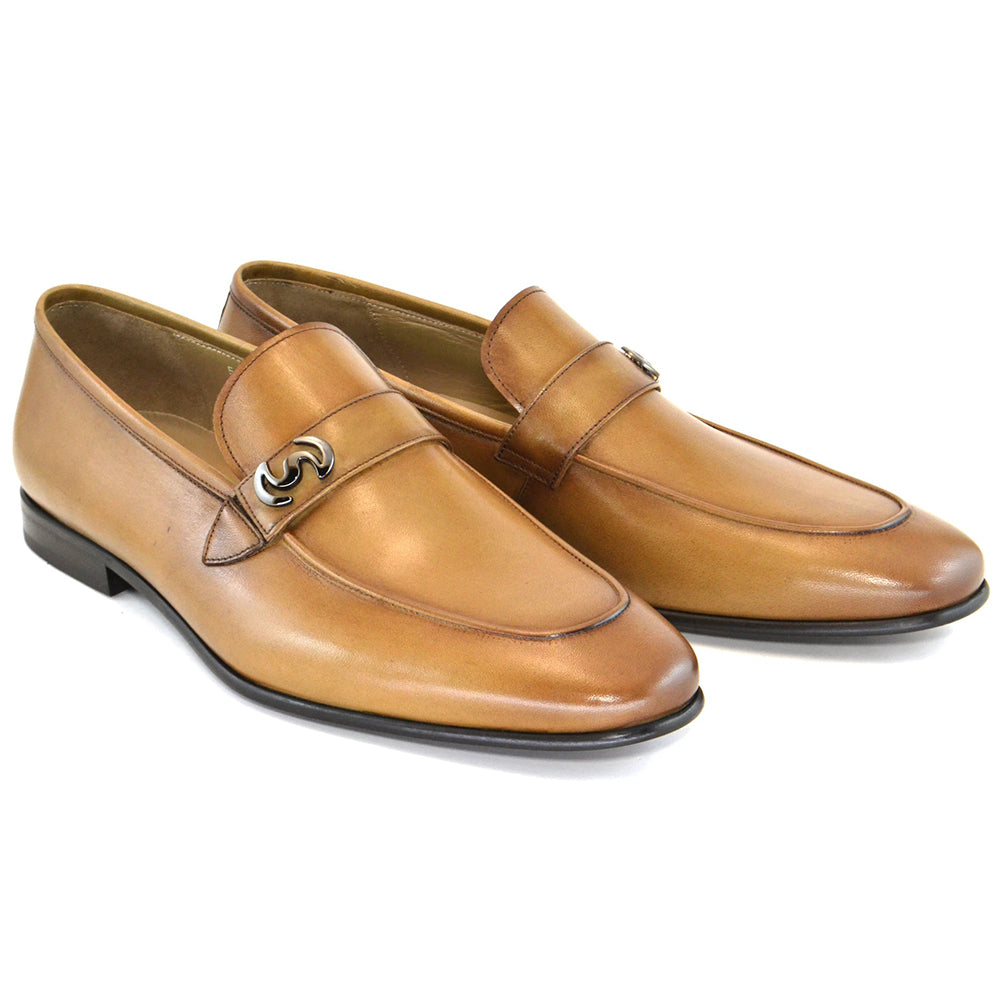 Corrente C117-5605 Side Logo Loafers Walnut