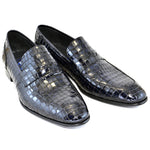 Corrente C123-3470 Croco Leather Loafers Black