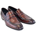 Corrente C124-3470 Croc Leather Loafers Cognac