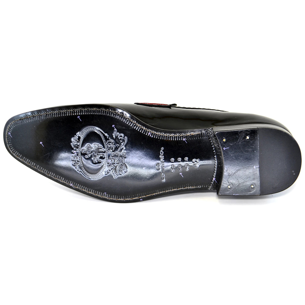 Corrente C127-3711HS Patent Leather Penny Loafers Black/Red