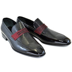Corrente C127-3711HS Patent Leather Penny Loafers Black/Red