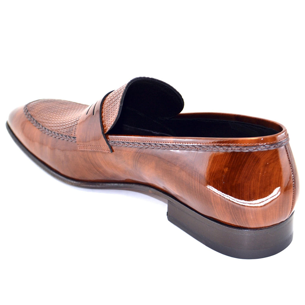 Corrente C128-3711HS Patent Leather Penny Loafers Brown