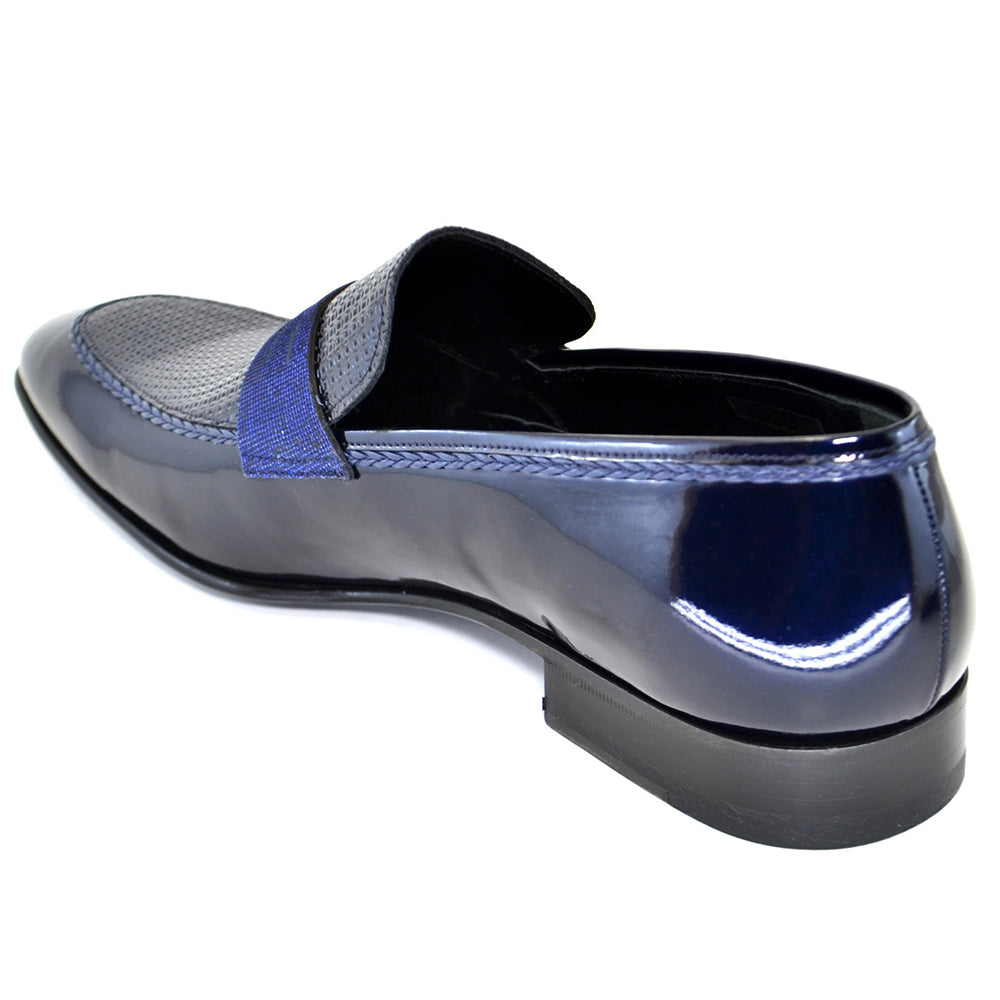 Corrente C129-3711HS Patent Leather Penny Loafers Navy