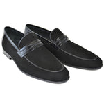 Corrente C130-3417HS Perforated Suede Loafers Black