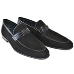 Corrente C130-3417HS Perforated Suede Loafers Black