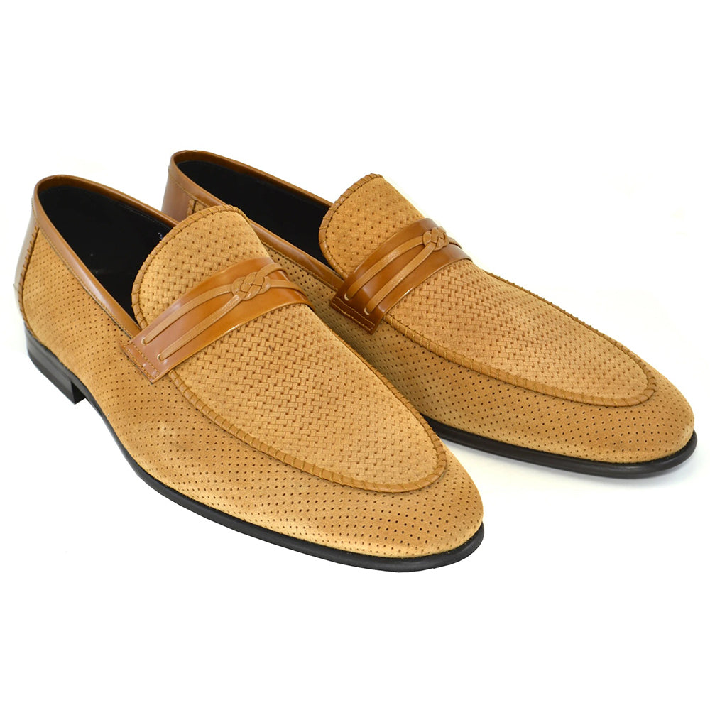 Corrente C132 3417HS Perforated Suede Loafers Tan