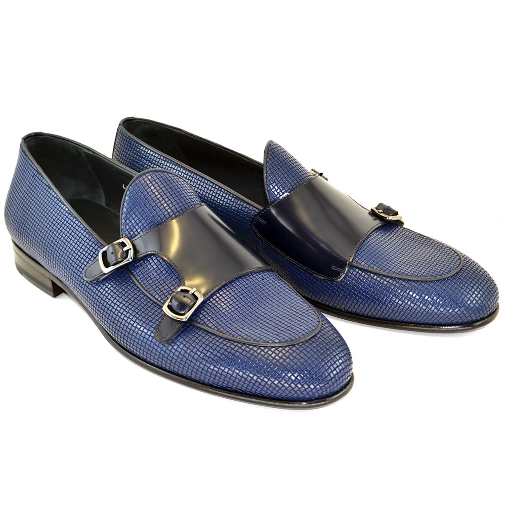 Corrente C135-4661HS Double Monk Strap Vamp Shoes Navy