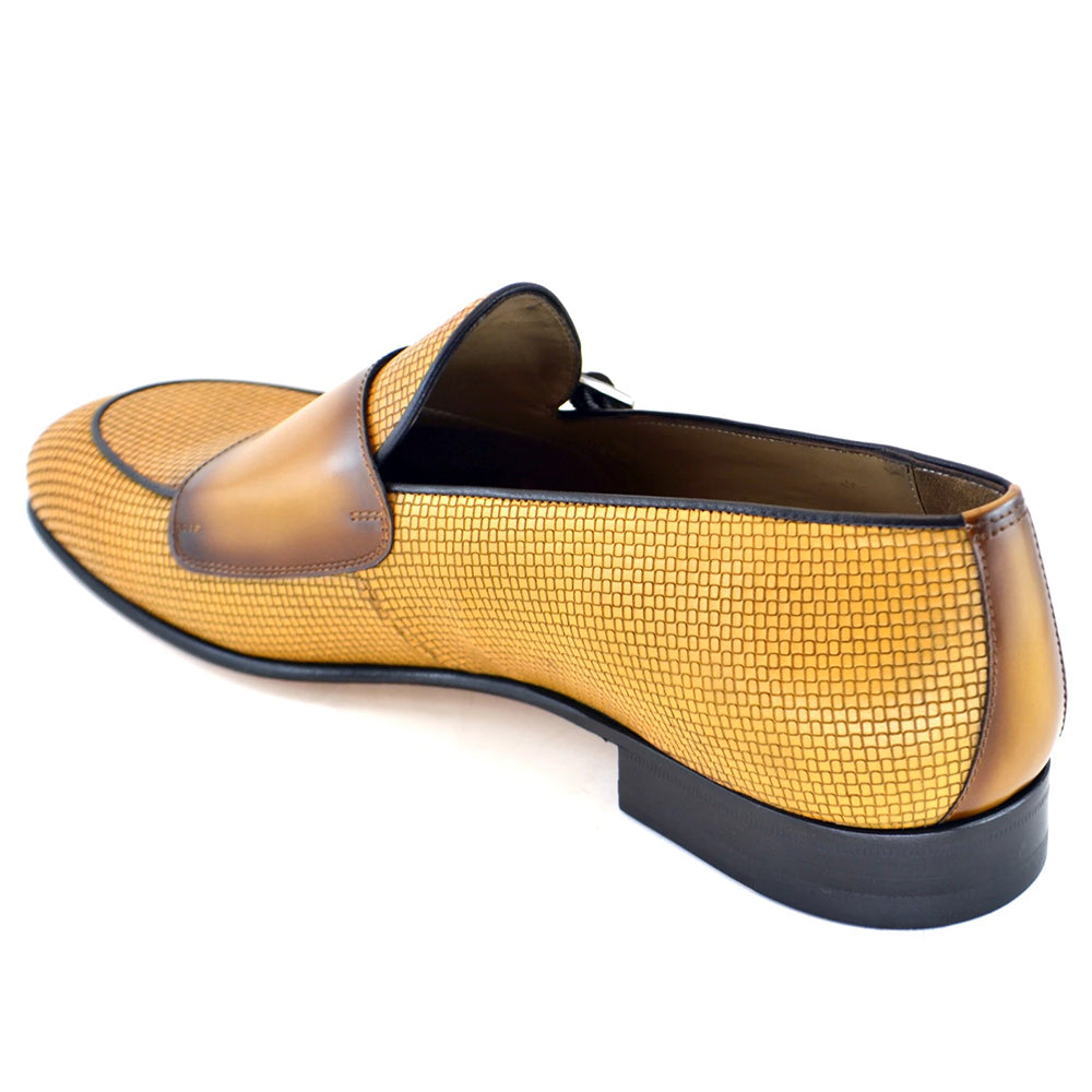 Corrente C136-4661HS Double Monk Strap Vamp Shoes Mustard