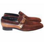 Corrente C142-4127 Printed Suede Loafers Tan