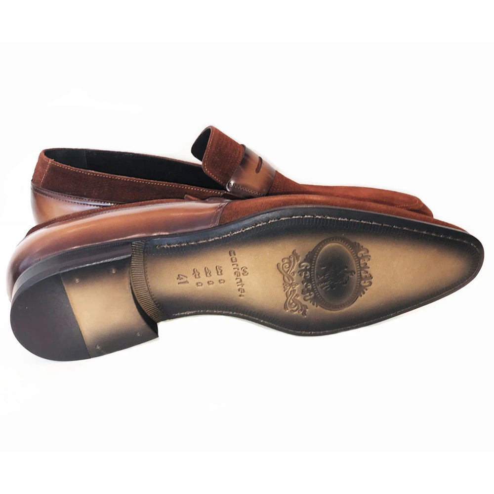 Corrente C142-4127 Printed Suede Loafers Tan