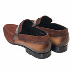 Corrente C142-4127 Printed Suede Loafers Tan