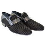 Corrente C144 2220HS Stitch Design Suede Loafers Black