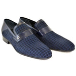 Corrente C146 2220HS Stitch Design Suede Loafers Navy