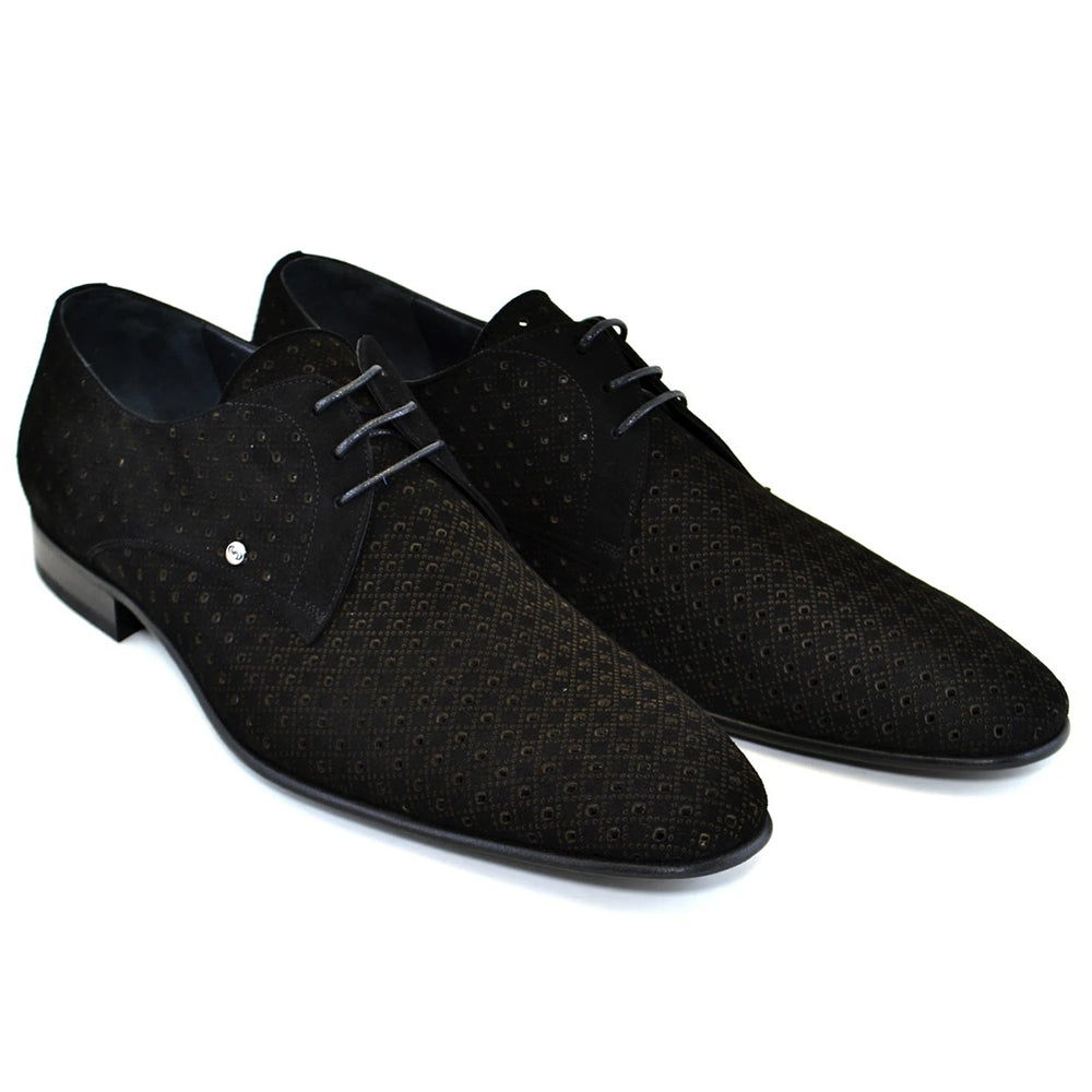 Corrente C147 2414 Nubak Perforated Lace Up Shoes Black