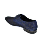 Corrente C148 2414 Nubak Perforated Lace Up Shoes Navy