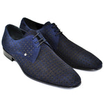 Corrente C148 2414 Nubak Perforated Lace Up Shoes Navy