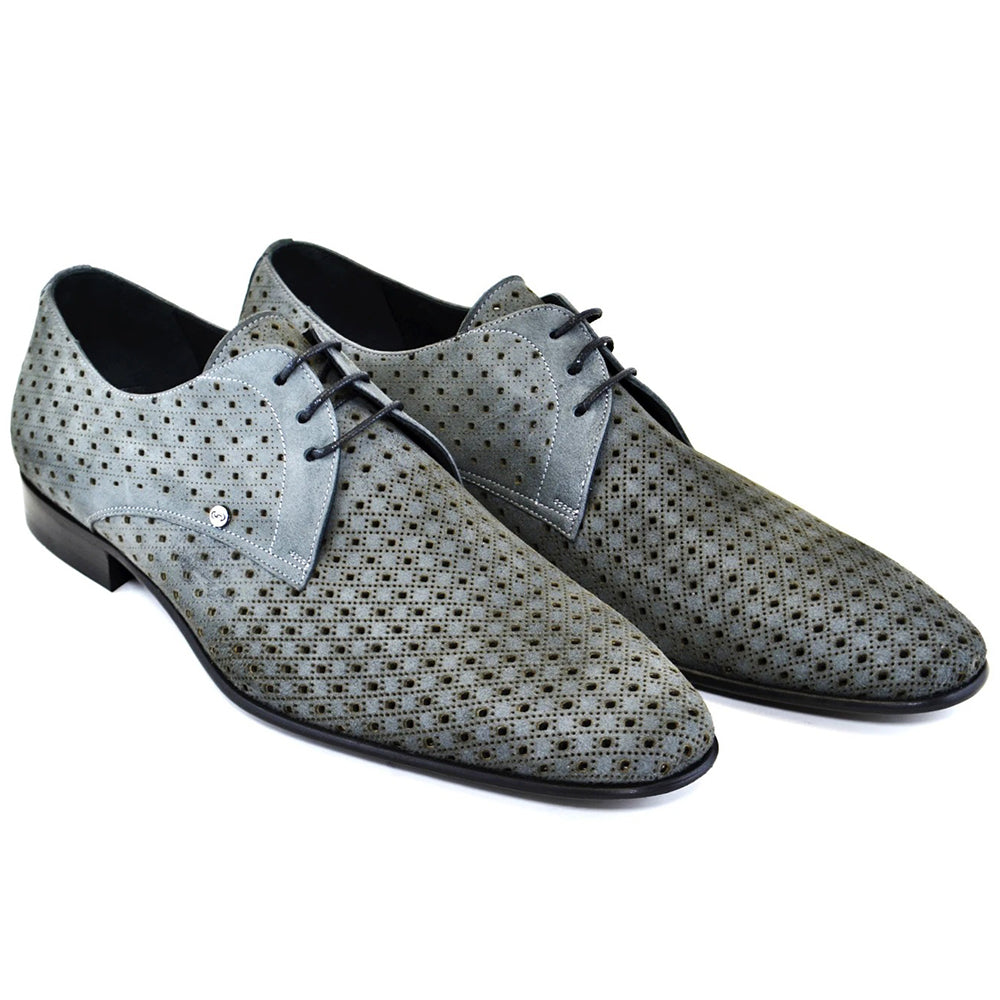 Corrente C149-2414 Nubak Perforated Lace Up Shoes Grey