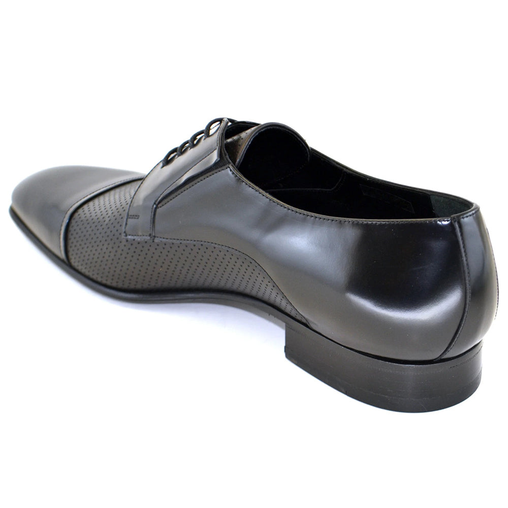 Corrente C150-4745HS Perforated Cap Toe Lace Up Shoes Black