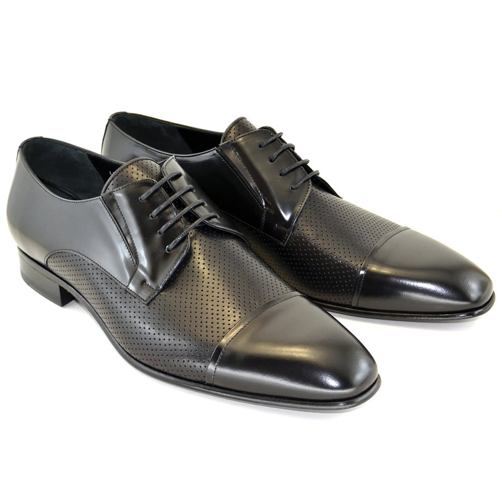 Corrente C150-4745HS Perforated Cap Toe Lace Up Shoes Black