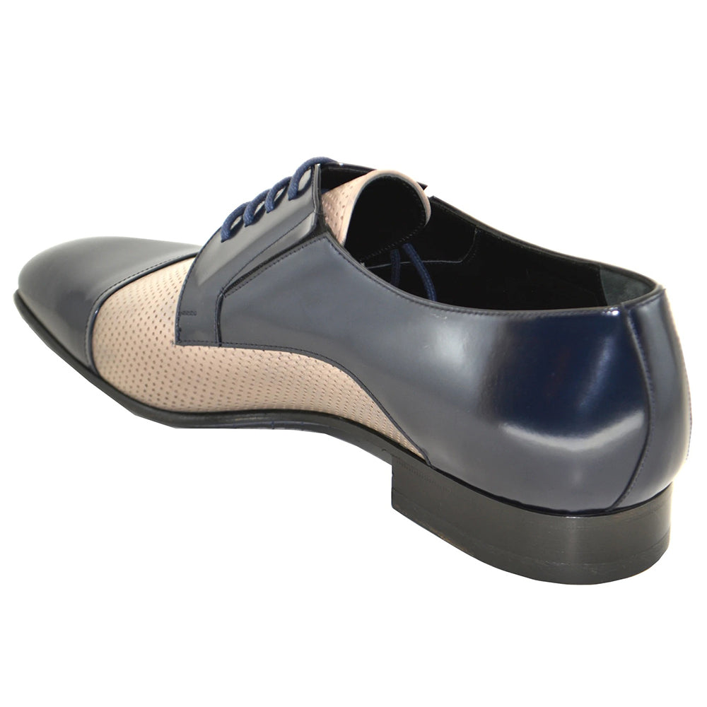 Corrente C152-4745HS Perforated Cap Toe Lace Up Shoes Navy Pebble