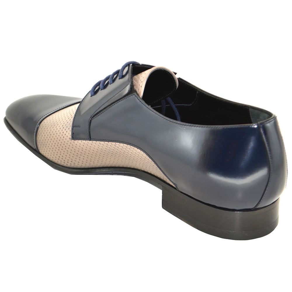 Corrente C152-4745HS Perforated Cap Toe Lace Up Shoes Navy Pebble