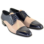Corrente C152-4745HS Perforated Cap Toe Lace Up Shoes Navy Pebble