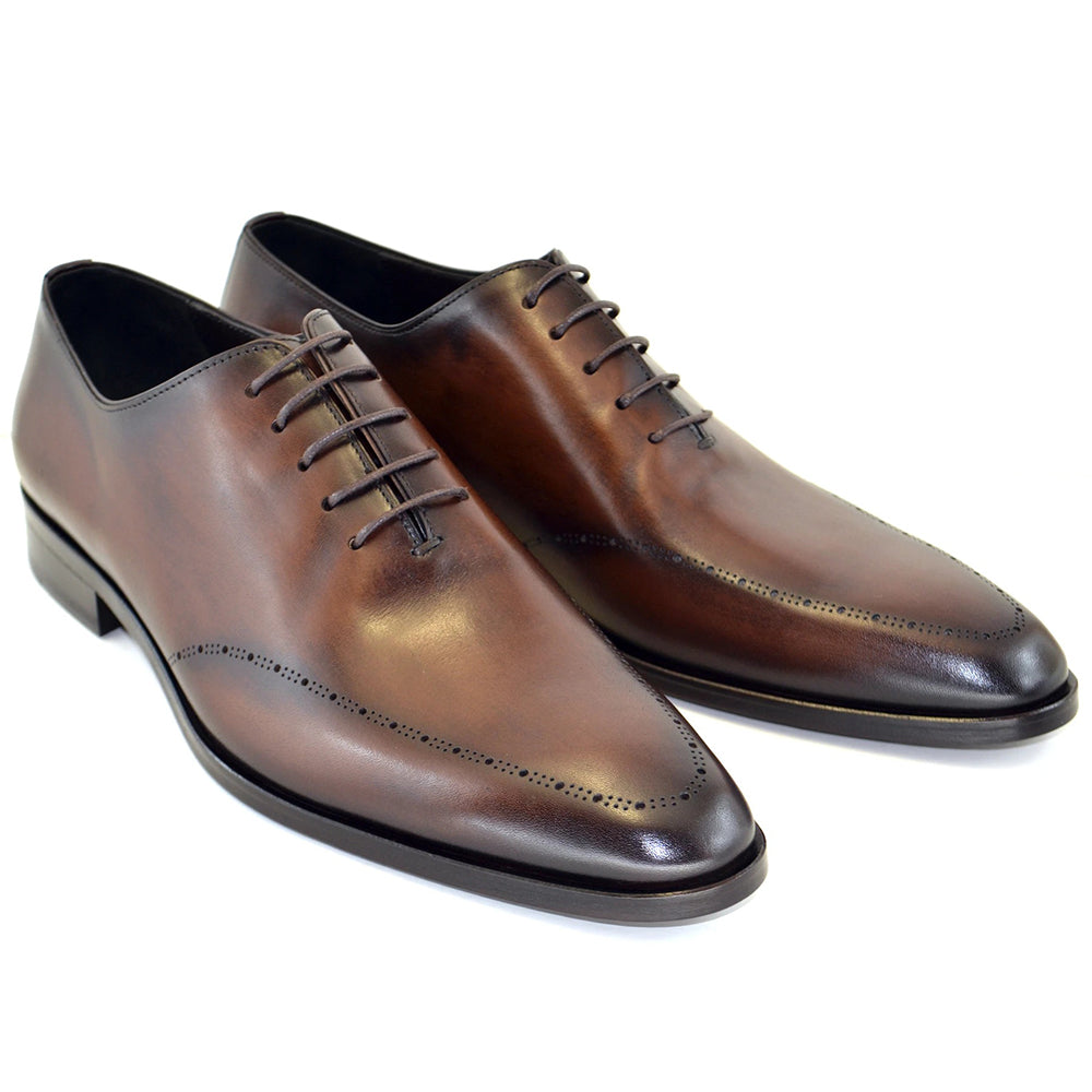 Corrente C154-5453 Perforated Design Lace Up Shoes Brown