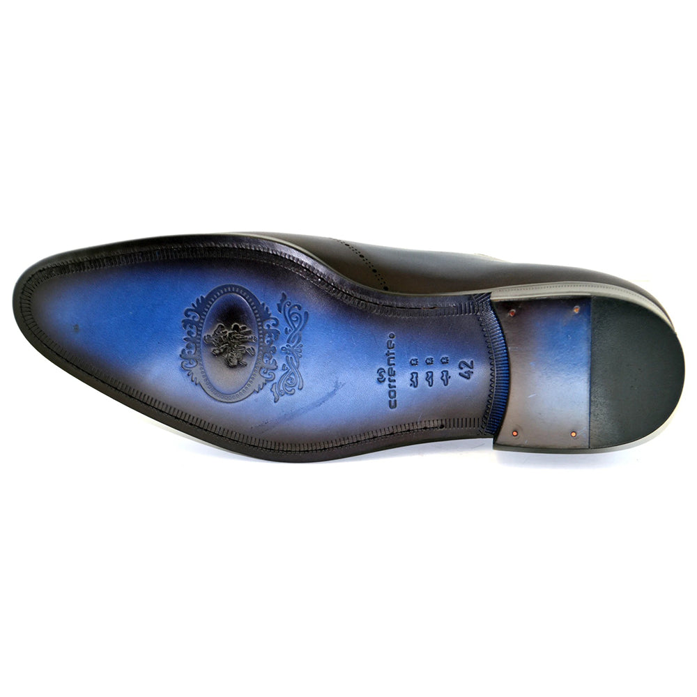 Corrente C155-5453 Perforated Design Lace Up Shoes Navy Brown
