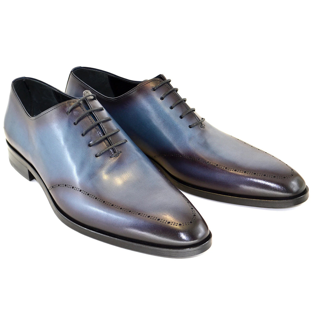 Corrente C155-5453 Perforated Design Lace Up Shoes Navy Brown