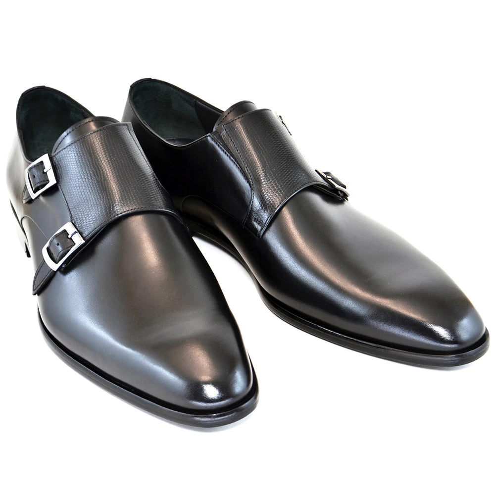 Corrente C156-5235 Double Monk Strap Shoes Black