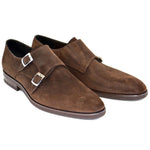 Corrente C159-5235HS Double Monk Strap Suede Shoes Brown