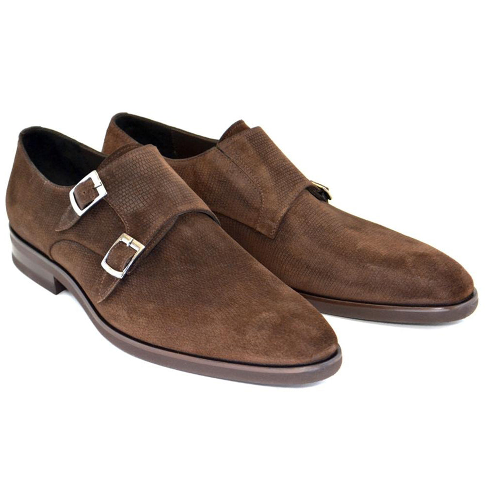 Corrente C159-5235HS Double Monk Strap Suede Shoes Brown