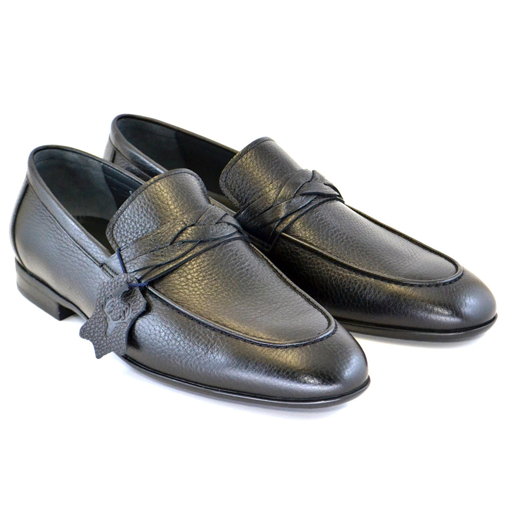 Corrente C161-5532 Full Deer Skin Laofers Black