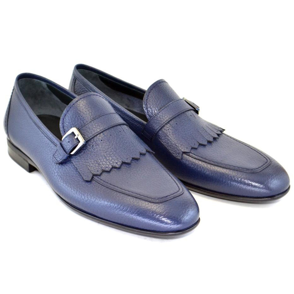 Corrente C165-4728 Kilttie Buckle Loafers Navy