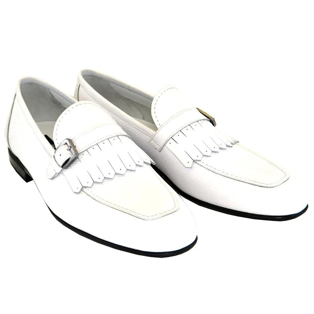 Corrente C168-4728 Kilttie Buckle Loafers White